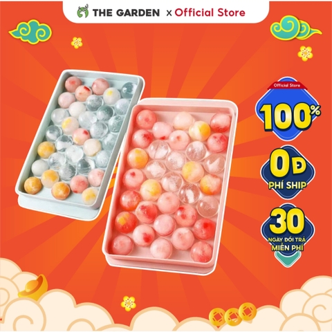 Khay làm đá bi tròn, khuôn làm đá có nắp đậy thông minh hình viên bi 33 viên - THE GARDEN