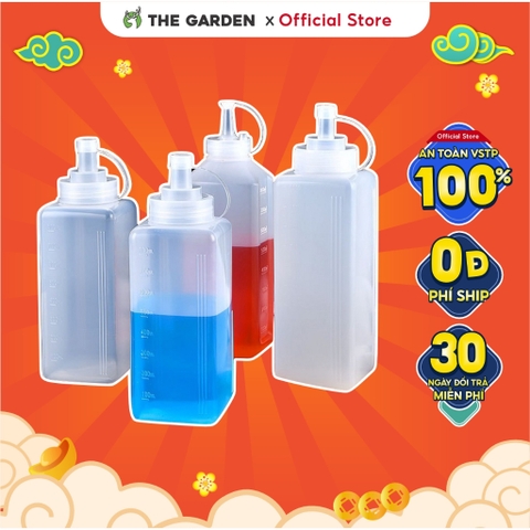 Bình Nhựa Đựng Tương, Sirup, Nước Sốt, Chai lọ đựng siro | Nhiều Dung Tích | Có Vạch Chia | Hình vuông