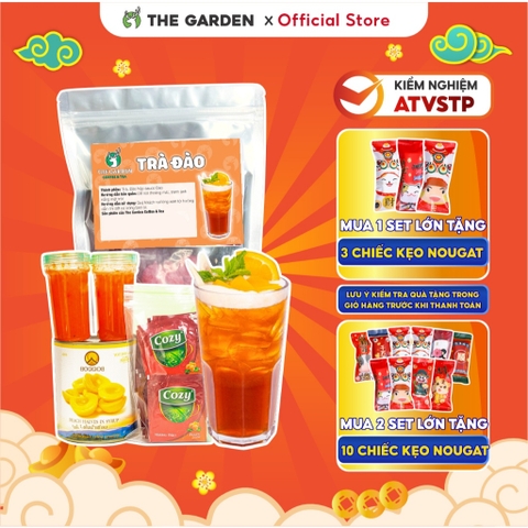 Set nguyên liệu trà đào Cozy THE GARDEN IGWT 25-30 Ly và 60-65 Ly