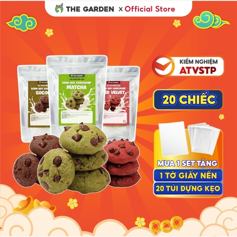 Set nguyên liệu làm bánh Chocochip Cookie | Thành phẩm 20 chiếc | 3 Vị Redvelvet - Socola - Matcha