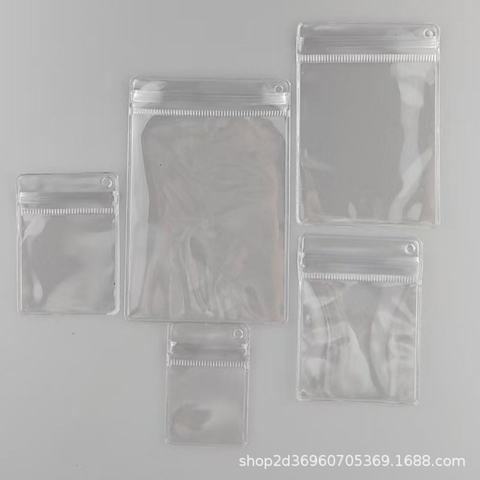 Túi khóa Zip PVC hình chữ nhật có lỗ treo lệch bên hông | Tada Craft