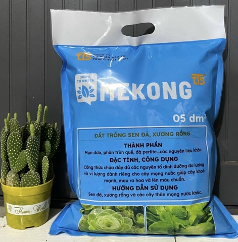 Giá thể trùn quế_Đất trồng Sen Đá Mekong TTS 5dm3