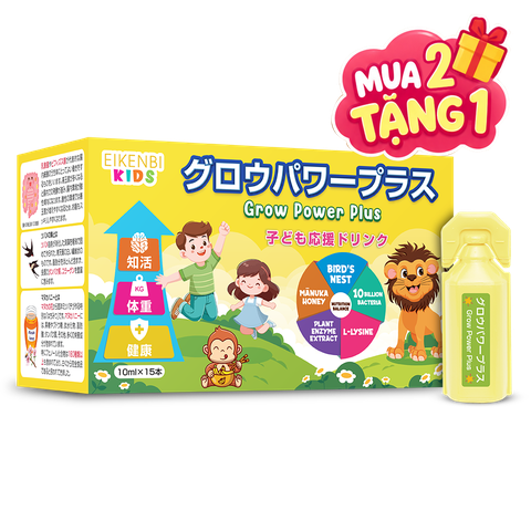Siro Háu Ăn Lợi Khuẩn Yến Tươi Grow Power Plus Eikenbi Kids [Hộp 15 ống]