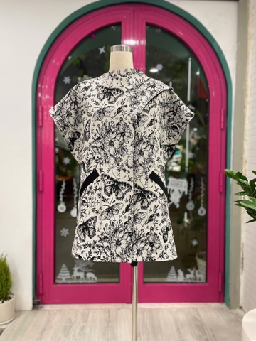 Áo túi cổ chéo khăn cổ