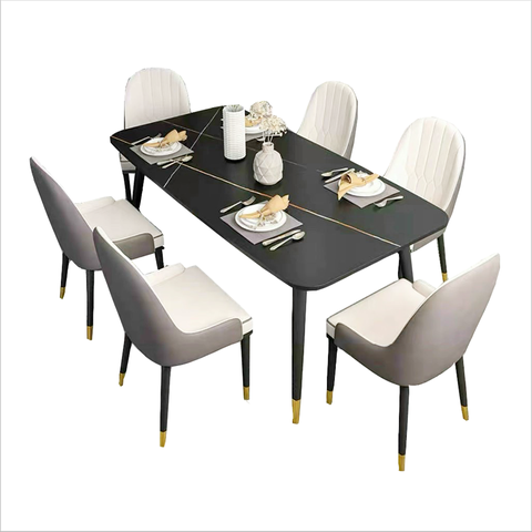 Bộ bàn ăn mặt đá hiện đại 6 ghế monet BBA-70