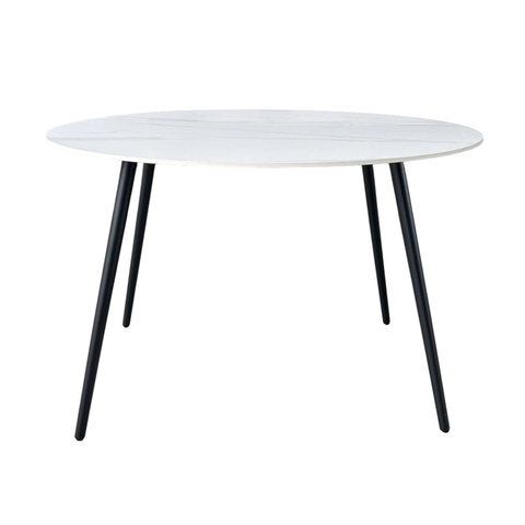 Bàn ăn tròn chân sắt sơn tĩnh điện mặt đá ceramic BA-30