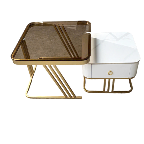 Bộ bàn trà sofa đôi vuông có hộc kéo BTS-46