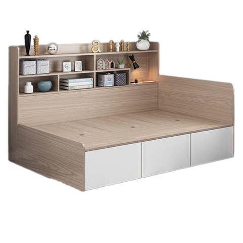 Giường ngủ cho bé có hộc kéo kết hợp kệ để đồ trang trí GNG-04