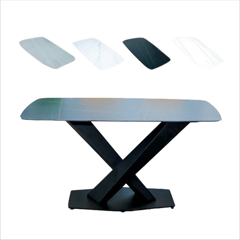 Bàn ăn chân chữ X mặt đá ceramic cao cấp B-006
