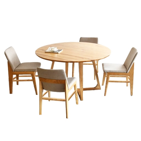 Bộ bàn ăn tròn gỗ cao su 4 ghế obama BBA-101