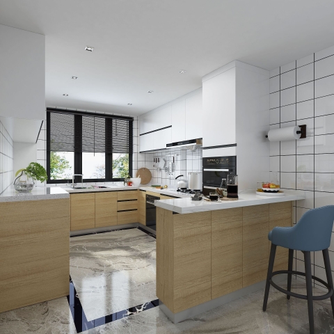 Tủ bếp gỗ MDF chống ẩm phủ melamine TB-02