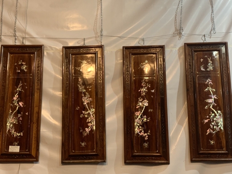 Tranh tứ quý bốn mùa gỗ Cẩm Lai Khảm Ốc