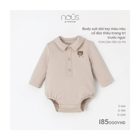Body suit dài tay màu nâu cổ đức