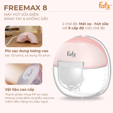 MÁY HÚT SỮA ĐIỆN RẢNH TAY VÀ KHÔNG DÂY – FREEMAX 8 – FB1218TP
