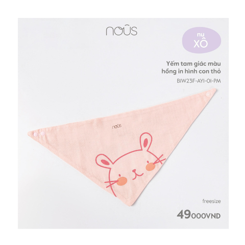 Yếm tam giác màu hồng in hình con thỏ