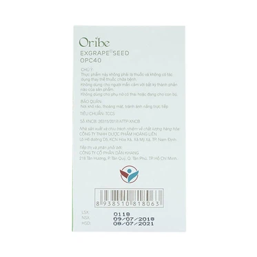 Viên uống Oribe Exgrape Seed OPC40 hỗ trợ đẹp da chống lão hóa (30 viên)