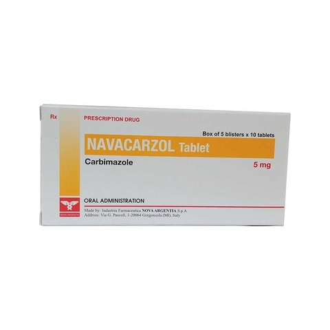 Thuốc Navacarzol 5mg Nova Argentia hỗ trợ điều trị rối loạn tuyến giáp (5 vỉ x 10 viên)