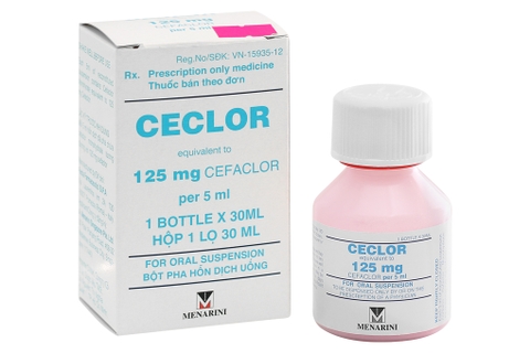 Cốm pha hỗn dịch uống Ceclor Menarini 125mg/5ml trị nhiễm khuẩn lọ 30ml