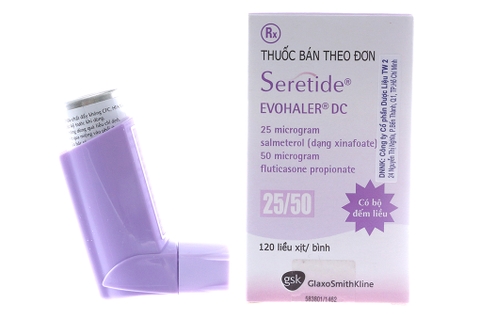 Thuốc xịt khí dung Seretide Evohaler DC 25/50 trị hen suyễn bình 120 liều xịt