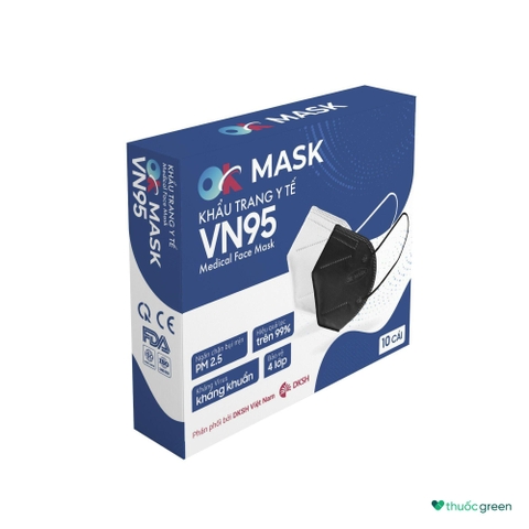 khẩu trang y tế ok mask VN95 4 lớp nam anh màu đen (h/10c)