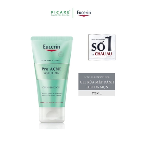 Sữa Rửa Mặt Dành Cho Da Nhờn Mụn Dạng Gel Eucerin Pro Acne Cleasing Gel 75ml