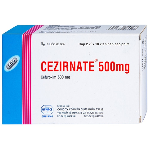 Thuốc Cezirnate 500mg Uphace hỗ trợ điều trị nhiễm khuẩn hô hấp (10 viên)