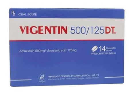 Vigentin 500/125 DT ( Hộp 2vi x 7 viên)