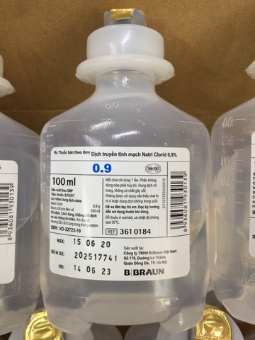Dịch truyền Natri Clorid 0.9% Braun làm dung môi pha tiêm truyền (100ml)
