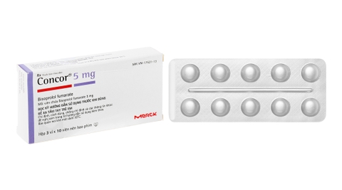 Concor 5mg trị tăng huyết áp, đau thắt ngực, suy tim mãn tính (3 vỉ x 10 viên)