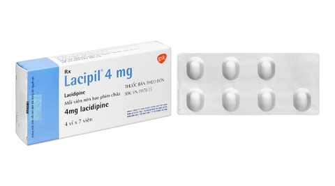 Lacipil 4mg trị tăng huyết áp đơn trị liệu hoặc kết hợp (4 vỉ x 7 viên)