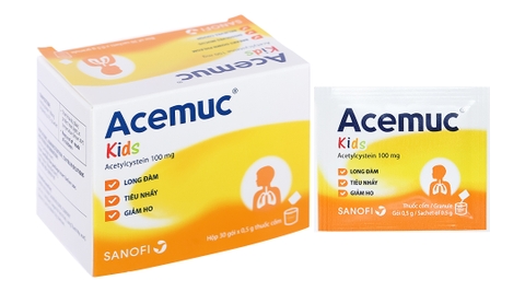 Thuốc cốm Acemuc Kids 100mg tiêu nhầy trong bệnh hô hấp (30 gói x 0.5g)