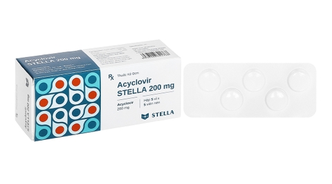 Acyclovir Stella 200mg thuốc kháng virus Herpes simplex (5 vỉ x 5 viên)