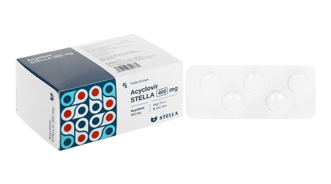 Acyclovir STELLA 400mg trị nhiễm Herpes simplex trên da và màng nhầy (7 vỉ x 5 viên)