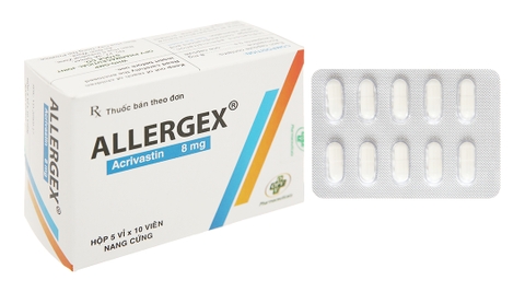 Allergex 8mg trị viêm mũi dị ứng, mề đay (5 vỉ x 10 viên)