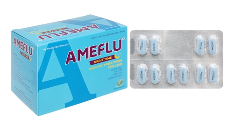 Ameflu Night Time giảm cảm cúm, cảm lạnh (10 vỉ x 10 viên)