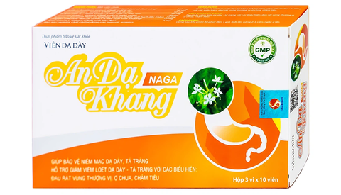 Viên dạ dày An Dạ Khang Naga Vesta giúp bảo vệ niêm mạc dạ dày, tá tràng (30 viên)