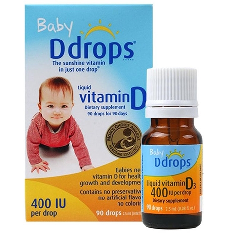 Thuốc nhỏ Baby Ddrops Vitamin D3 400 I.U 90 Giọt Cho Bé Sơ Sinh Của Mỹ