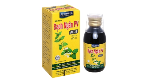 Siro Bạch Ngân PV Plus hỗ trợ giảm ho, đau rát họng chai 125ml