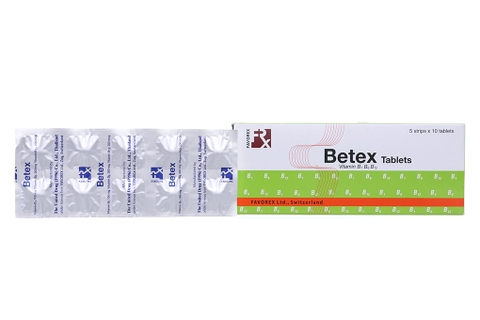 Betex Tablets trị thiếu các vitamin B1, B6, B12 (5 vỉ x 10 viên)