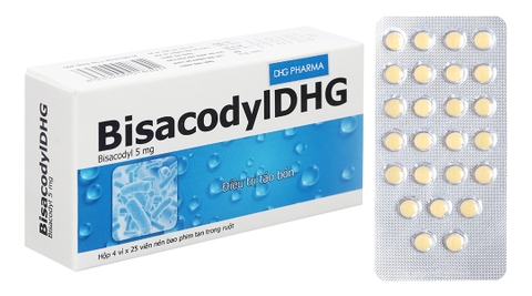 BisacodylDHG 5mg trị táo bón, làm sạch ruột trước và sau phẫu thuật (4 vỉ x 25 viên)