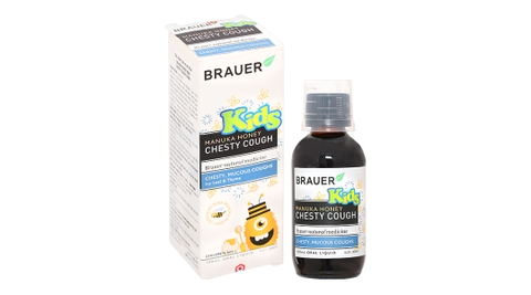 Siro Brauer Kids Manuka Honey Chesty Cough hỗ trợ giảm ho hộp 1 chai x 100ml