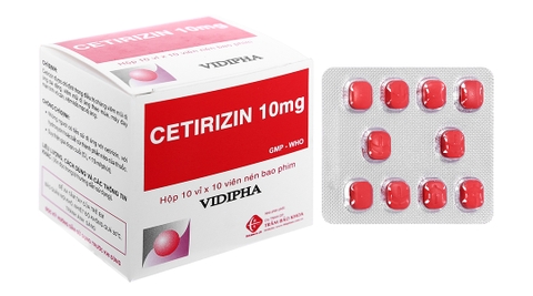 Cetirizin 10mg trị viêm mũi dị ứng, mề đay (10 vỉ x 10 viên)
