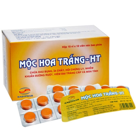 Thuốc Mộc Hoa Trắng - HT Hadiphar chữa lỵ amid (10 vỉ x 10 viên)