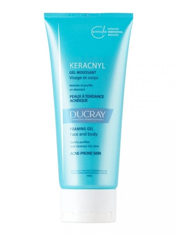 Ducray Keracnyl Foaming Gel 200ml rửa mặt và thân thể, thích hợp cho da nhờn và da bị mụn