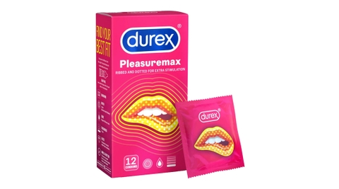 Bao cao su Durex Pleasuremax có chấm nổi 56mm hộp 12 cái