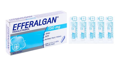 Viên đặt trực tràng Efferalgan 150mg giúp giảm đau, hạ sốt (2 vỉ x 5 viên)