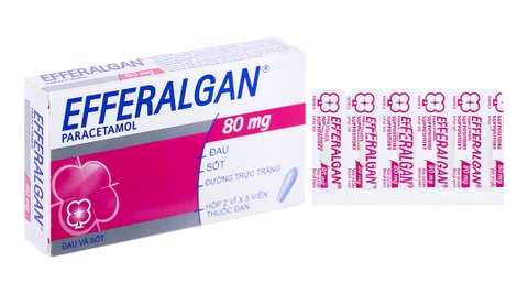 Viên đặt trực tràng Efferalgan 80mg giảm đau, hạ sốt (2 vỉ x 5 viên)