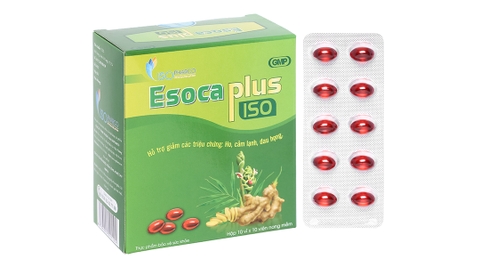 Esoca Plus Iso hỗ trợ giảm triệu chứng cảm lạnh, khản tiếng hộp 100 viên