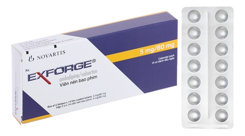 Exforge 5mg/80mg trị tăng huyết áp vô căn (2 vỉ x 14 viên)