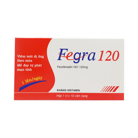 Thuốc điều trị viêm mũi dị ứng Fegra 120mg hộp 10 viên